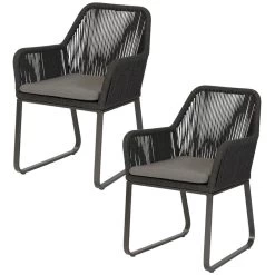 Exotan Fauteuil Buiten Plaza - Aluminium/Rope - Antraciet - Set Van 2