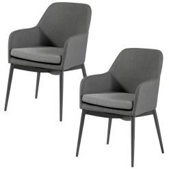 Exotan Tuinstoel Domino - Alumnium/Kunststof - Grijs - Set Van 2